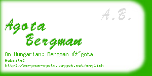 agota bergman business card